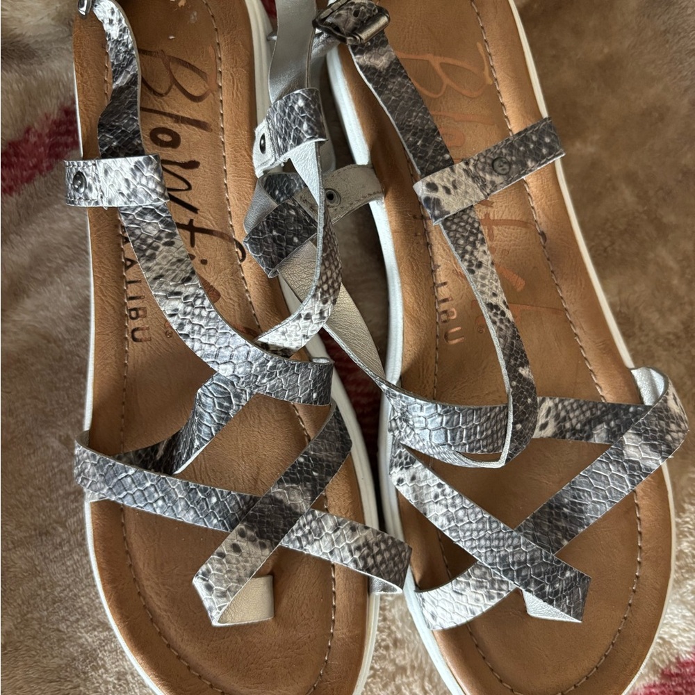 Blowfish Gray Sandals with Strappy Design